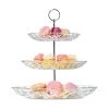 Kmart 3 Tier Embossed Glass Cake Stand Cheese Platter Serveing Tray Cup Cake Stand