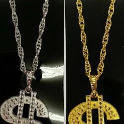 Aussie Toys Bling $ Dollar Sign Pimp Gangster Hip Hop Chunky Metal Necklace Silver Or Gold Costume Accessories 9 Aussie Toys Bling $ Dollar Sign Pimp Gangster Hip Hop Chunky Metal Necklace Silver Or Gold Costume Accessories