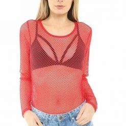 Unbranded 80s Fishnet String Vest Top 1980s Costume Access Neon Fluro Long Short Sleeve Ladies Costume