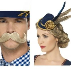 Smiffys Costume Accessories Authentic Bavarian Oktoberfest Moustache And Mini Hat Costume Accessory