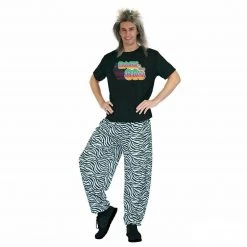 JD Party Adult Mens 80's Punk Rock Pants Fresh Prince Baggy Rapper Zebra 1980 Costume