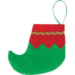 Balloon Agencies Mini Elf Boots Felt Christmas Stockings Pack Of 6 Tree Wall Decorations Christmas Decorations