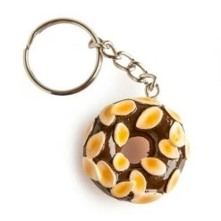 MDI Costume Accessories Chocolate And Almonds Donut Keyring Doughnut Key Chain Novelty