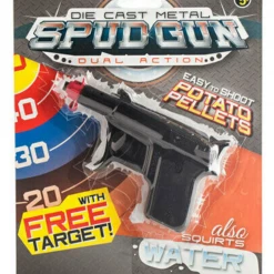 MDI Australia Die-Cast Metal Spud Gun 2 In 1 Shoots Potato Pellets Water & Caps Free Target