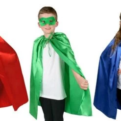 Tomfoolery Super Hero Satin Cape With Eye Mask Boys Girls Book Week Costume Set