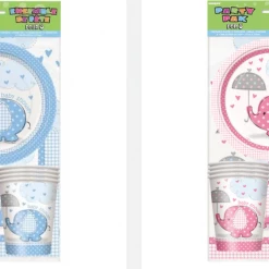 Unique Party Supplies Baby Shower Boy Girl Pink Blue Elephant Serviettes Plates Cup Tablecloth Pack