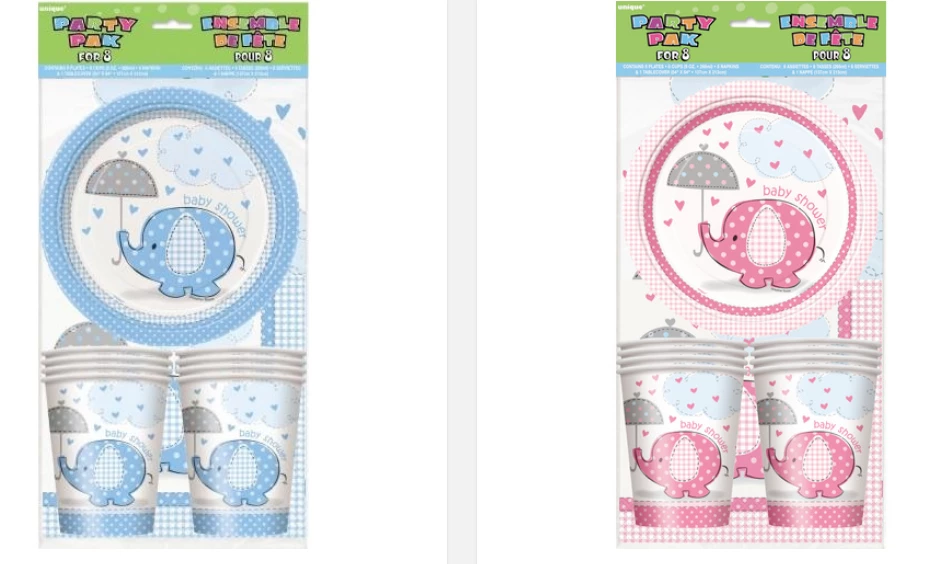 Unique Party Supplies Baby Shower Boy Girl Pink Blue Elephant Serviettes Plates Cup Tablecloth Pack 1 Unique Party Supplies Baby Shower Boy Girl Pink Blue Elephant Serviettes Plates Cup Tablecloth Pack