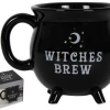 MAL Witches Brew Black Cauldron Coffee Mug Cup With Moon & Stars In Gift Box Home & Garden