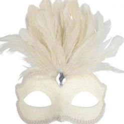Tomfoolery Burlesque Glitter Masquerade Mask With Feathers And Gem Costume Mask
