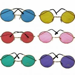 Unbranded 60s Hippie Sunglasses Blue Purple Yellow Green Pink Beatles John Lennon Glasses Costume Accessories