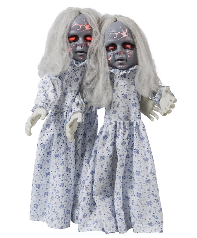 Unbranded Halloween Props/Decoration Animated 85cm Creepy Twins Haunted Dolls Halloween Decoration Prop 2 Unbranded Halloween Props/Decoration Animated 85cm Creepy Twins Haunted Dolls Halloween Decoration Prop