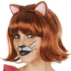 Tomfoolery Ginger Cat Auburn Snowdrop Cat White With Ears Fringe Deluxe Costume Accessory