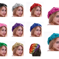 JD Costume Accessories 1 Ladies Girls French 70s Costume Party Dance Disco SEQUINED SEQUINS Hat BERET