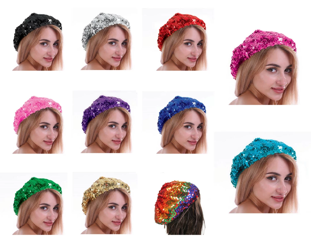 JD Costume Accessories 1 Ladies Girls French 70s Costume Party Dance Disco SEQUINED SEQUINS Hat BERET 1 JD Costume Accessories 1 Ladies Girls French 70s Costume Party Dance Disco SEQUINED SEQUINS Hat BERET