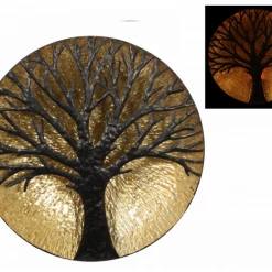 MAL Glowing Light Up Metal Iron Sculpture Tree Of Life Wall Art 60cm Home Decor Home & Garden