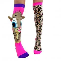 Bambi Cheetah Knee High Socks Ears & Pom Poms Girls Adults Crazy Socks MADMIA Costume Accessories