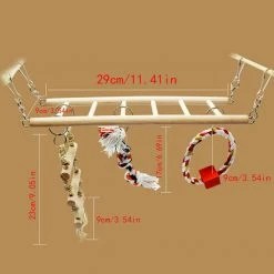 Unbranded Home & Garden Bird Cage Ladder Swing With Chew Rope Climbing Bird Play Set Budgie Parrot