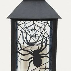 Kmart Spooky LED Light Up Candle Spider Lantern Table Lamp 34cm Halloween Decoration