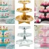 Balloon Agencies Party Supplies 3 Tier Cupcake Stands Baking Display Treat Muffin Display Tower Gold Silver Pink