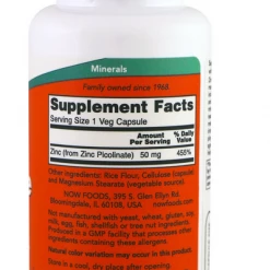 IHerb 2 X Now Foods Zinc Picolinate 240 Caps Supports Enzyme Function Immunity 50mg Health & Beauty