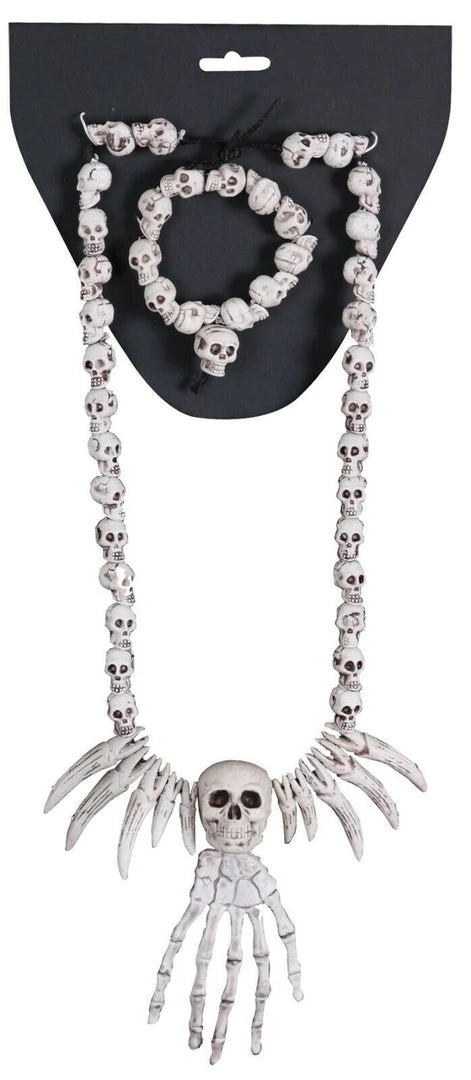 Morris Necklace Bracelet Combo Skulls Witch Zombie Halloween Costume Accessory 1 Morris Necklace Bracelet Combo Skulls Witch Zombie Halloween Costume Accessory