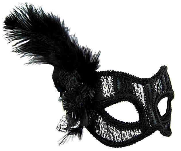 Sweidas Costume Accessories Black Lace With Feathers Ladies Masquerade Eye Mask Costume Accessory 1 Sweidas Costume Accessories Black Lace With Feathers Ladies Masquerade Eye Mask Costume Accessory
