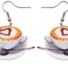 AliExpress Cappuccino Coffee Cup Barista Earrings For Pierced Ears Creative Jewellery