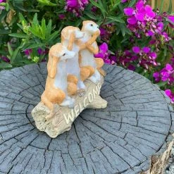 MALMAR Meerkat On Welcome Log Statue Garden Decor Sculptures Outdoor Figurine 11.5cm Home & Garden
