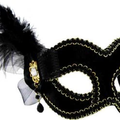 Sweidas Black With Side Feather Ladies Masquerade Eye Mask Costume Accessories