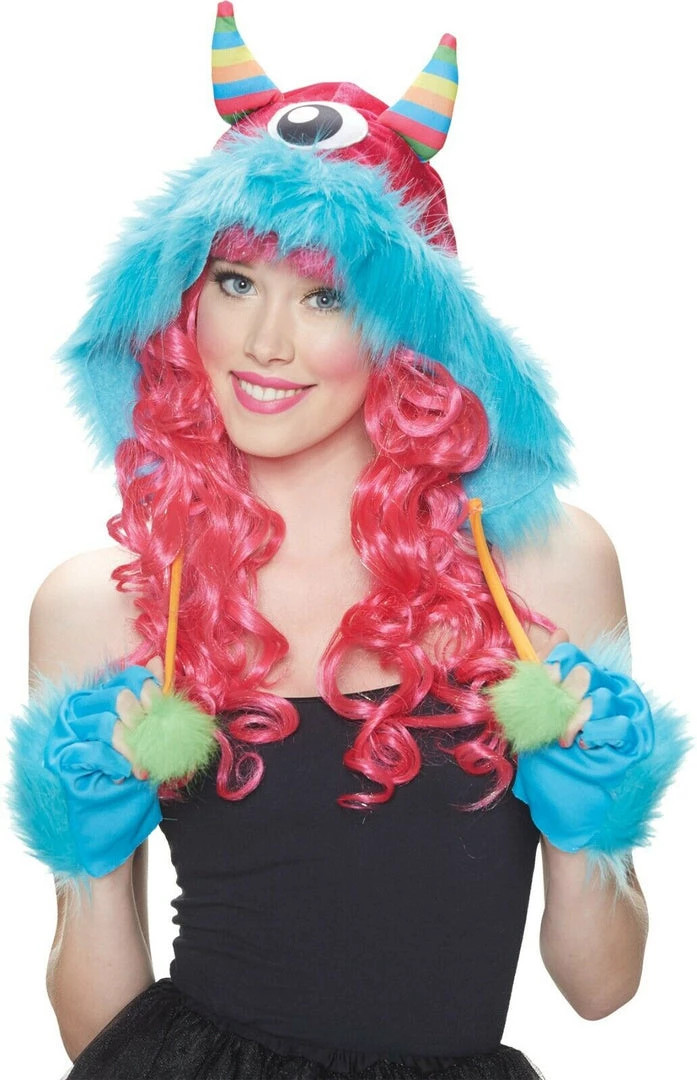 Morris Monster Rainbow Furry Hood Halloween Costume Accessory 1 Morris Monster Rainbow Furry Hood Halloween Costume Accessory