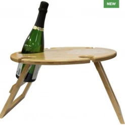 Unbranded Home & Garden Wine & Cheese Platter Round Picnic Table Holds 4 X Wine Glasses Grazing Platter