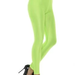 Smiffy's 80s Disco Spandex Leggings Ladies Costume Fluoro Neon Pink Green Orange Costume Accessories
