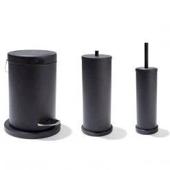 Kmart 3pce Black Bathroom Accessories Set Rubbish Bin Toilet Brush Toilet Roll Holder