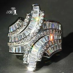 AliExpress Fashion Princess Cut 4.4 CT White Zircon Silver Engagement Wedding Party Fashion Jewelry