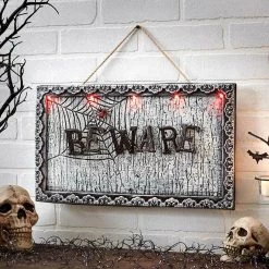 Morris Beware Spooky Animated Sign Halloween Decoration Prop