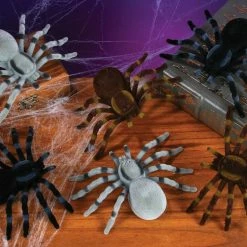 Sweidas Halloween Props/Decoration Realistic Pk Of 2 Or 6 Creepy Hairy Spiders 14cm Halloween Decoration Joke Prank