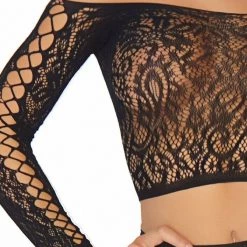Tomfoolery 2pc Lace Long Sleeved Crop Top & High Waist Thong Ladies Lingerie Clothing Apparel 6 Tomfoolery 2pc Lace Long Sleeved Crop Top & High Waist Thong Ladies Lingerie Clothing Apparel