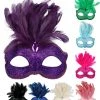 Tomfoolery Burlesque Glitter Masquerade Mask With Feathers And Gem Costume Mask