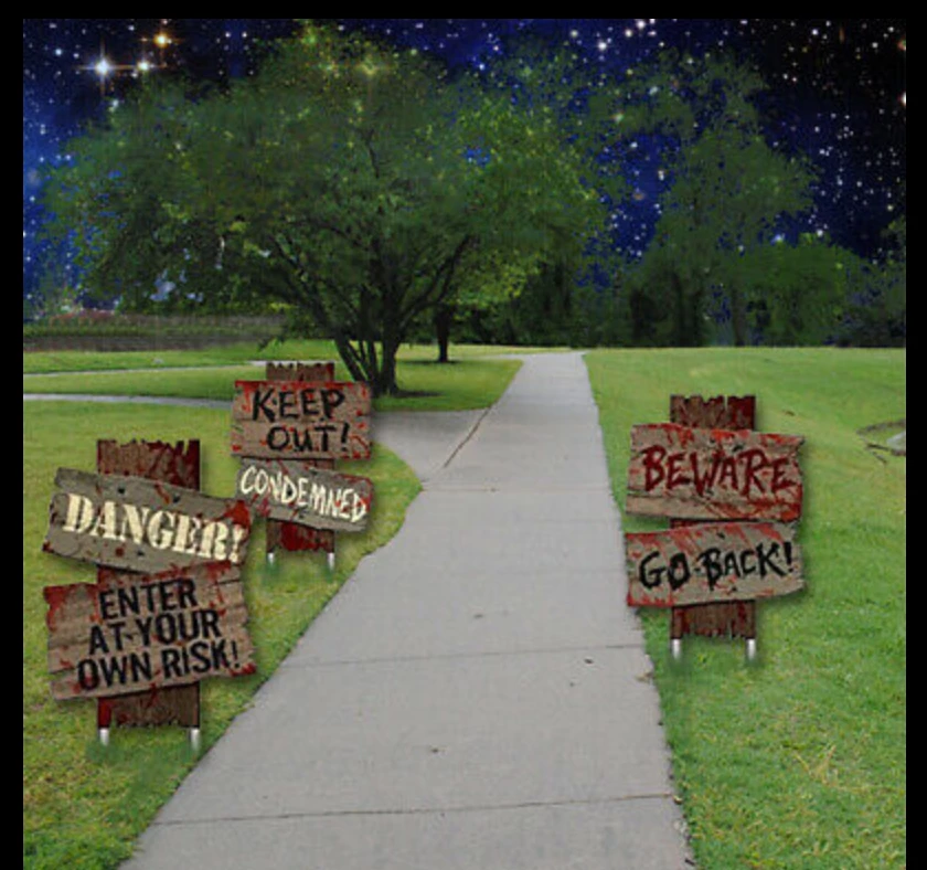 Amscan Halloween Props/Decoration 3Pk Garden Footpath Halloween Warning Scary Signs DANGER BEWARE KEEP OUT Props 4 Amscan Halloween Props/Decoration 3Pk Garden Footpath Halloween Warning Scary Signs DANGER BEWARE KEEP OUT Props