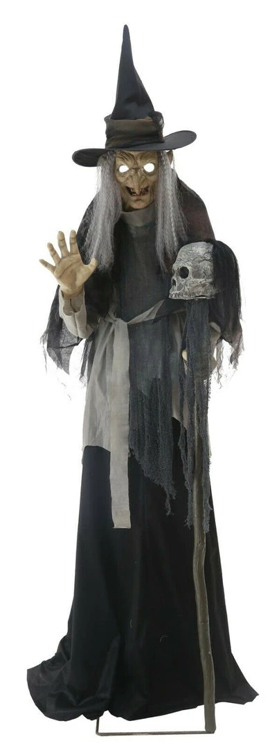 Morris Animated Lunging Haggard Witch 6ft Life Size Halloween Decoration Prop 1 Morris Animated Lunging Haggard Witch 6ft Life Size Halloween Decoration Prop