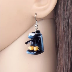 AliExpress Coffee Machine & Coffee Cups Earrings For Pierced Ears Creative Jewellery