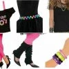 Amscan Ladies 80s Tutu Lace Skirt Leg Warmers Necklace Earrings Neon Belt Wig Leggings Costume Accessories