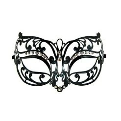 Sweidas Costume Accessories Black Venetian Metal Masquerade Ladies Eye Mask