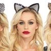 Morris Costumes Cat Ears Studded Silver Gold Sequin Ladies Headband Costume Accessory