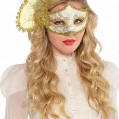 Balloon Agencies Costume Accessories Gold Brocade Parisian Masquerade Ladies Mask