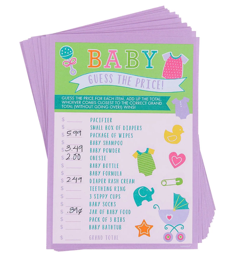 Balloon Agencies Party Supplies BABY SHOWER GAME Guess The Price Game For 24 Player Fun Activity 1 Balloon Agencies Party Supplies BABY SHOWER GAME Guess The Price Game For 24 Player Fun Activity