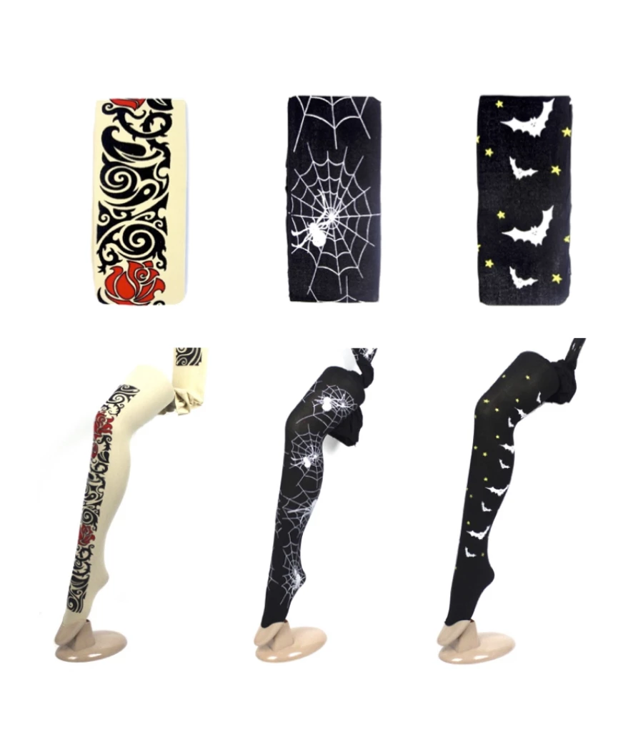 JD Party Costume Accessories Ladies Pantyhose With Pattern Rose Web Bats Halloween Stocking Tights 1 JD Party Costume Accessories Ladies Pantyhose With Pattern Rose Web Bats Halloween Stocking Tights