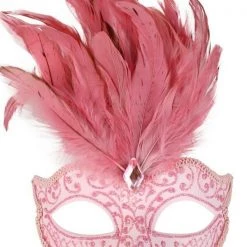 Tomfoolery Burlesque Glitter Masquerade Mask With Feathers And Gem Costume Mask