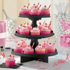 Balloon Agencies Party Supplies 3 Tier Cupcake Stands Baking Display Treat Muffin Display Tower Gold Silver Pink