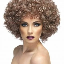 Smiffy's Wigs Natural Looking Brown Blonde Disco Retro 60s 70s Afro Costume Curly Wig